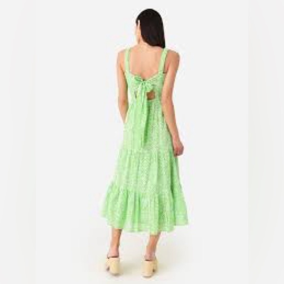 BANJANAN WOMEN'S REGINA DRESS Green Patterned Sleeveless Tiered Dress Size M - Picture 7 of 14